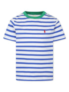 T-shirt per bambino Polo Ralph Lauren Kids bianco a righe blu - Rubino Kids