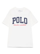 T-shirt per bambino Polo Ralph Lauren Kids bianco con stampa logo - Rubino Kids