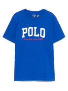 T-shirt per bambino Polo Ralph Lauren Kids blu con stampa logo - Rubino Kids