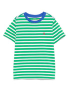 T-shirt per bambino Polo Ralph Lauren Kids verde a righe bianche - Rubino Kids