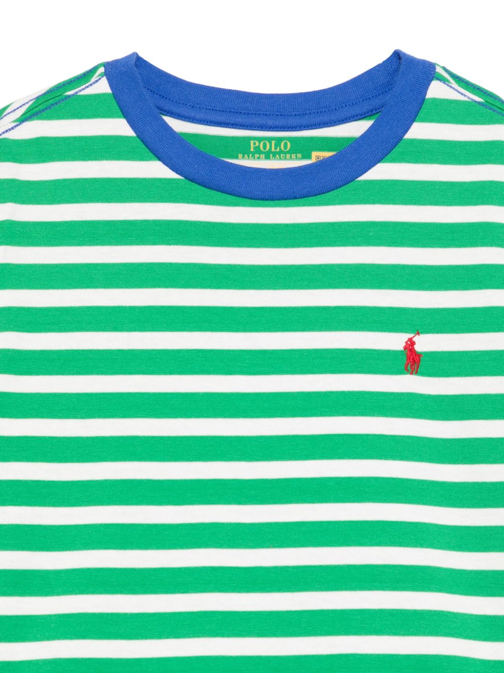 T-shirt per bambino Polo Ralph Lauren Kids verde a righe bianche - Rubino Kids