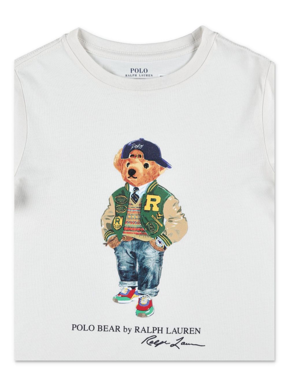 T-shirt per bambino Ralph Lauren Kids bianco con stampa Teddy Bear - Rubino Kids