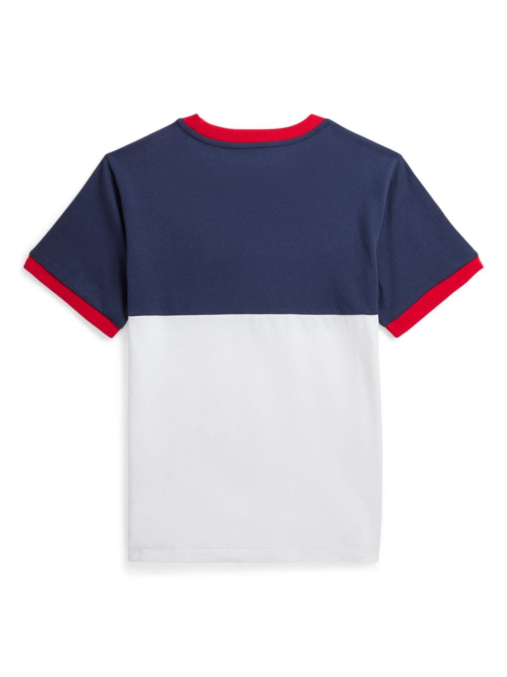 T-shirt per bambino Ralph Lauren Kids bicolore bianco e blu con stampa - Rubino Kids