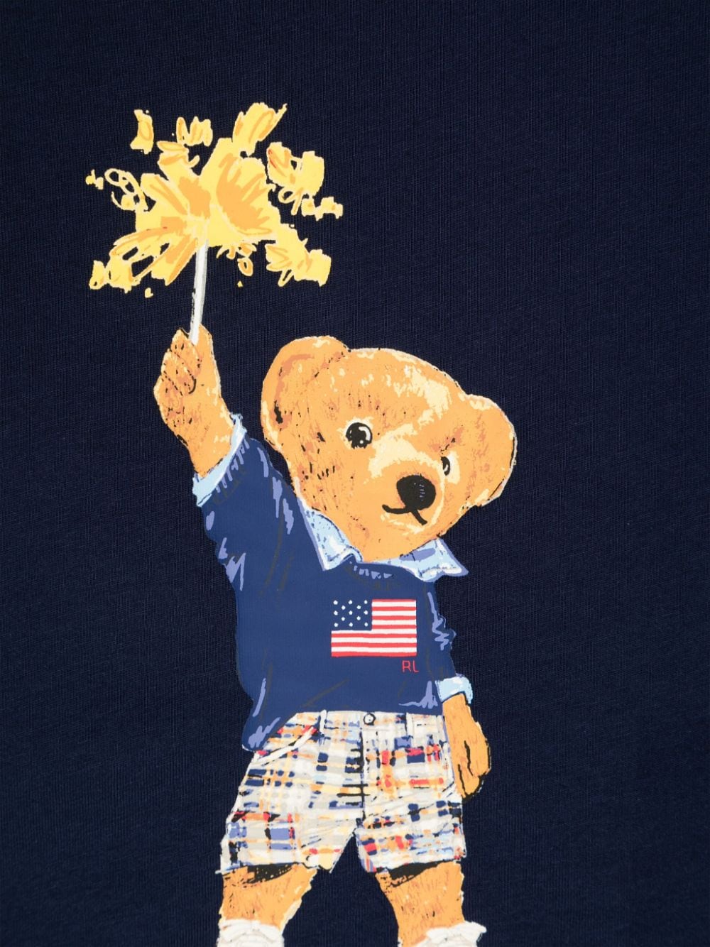 T-shirt per bambino Ralph Lauren Kids blu con stampa Teddy - Rubino Kids