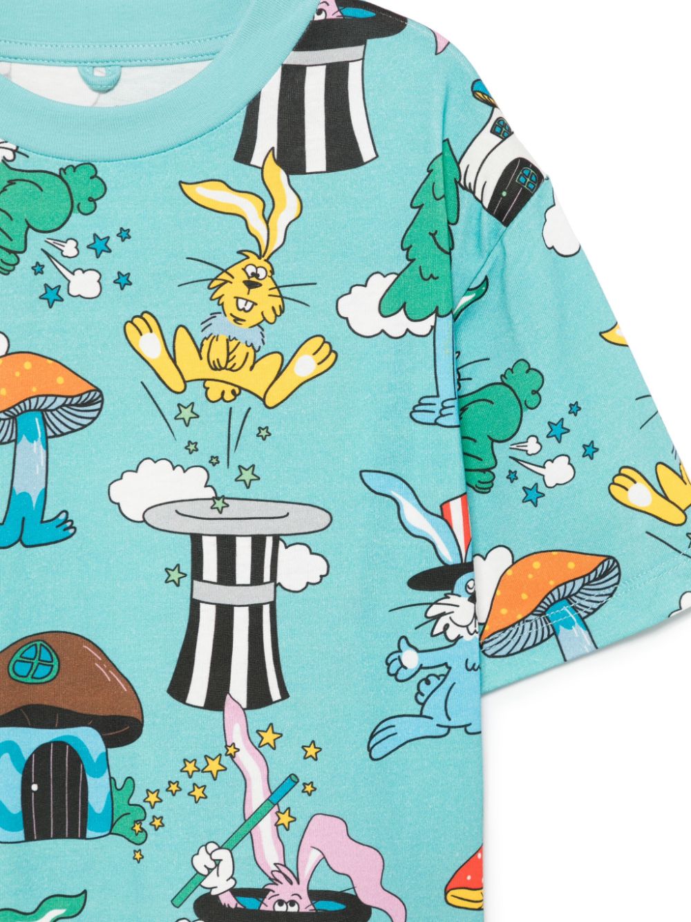 T-shirt per bambino Stella McCartney Kids azzurro con stampa illustrazione - Rubino Kids