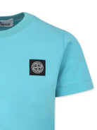 T-shirt per bambino Stone Island Junior azzurro con caratteristico motivo Compass - Rubino Kids