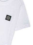 T-shirt per bambino Stone Island Junior bianco con caratteristico motivo Compass - Rubino Kids