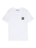 T-shirt per bambino Stone Island Junior bianco con caratteristico motivo Compass - Rubino Kids