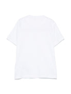 T-shirt per bambino Stone Island Junior bianco con ricamo con orlo dritto - Rubino Kids