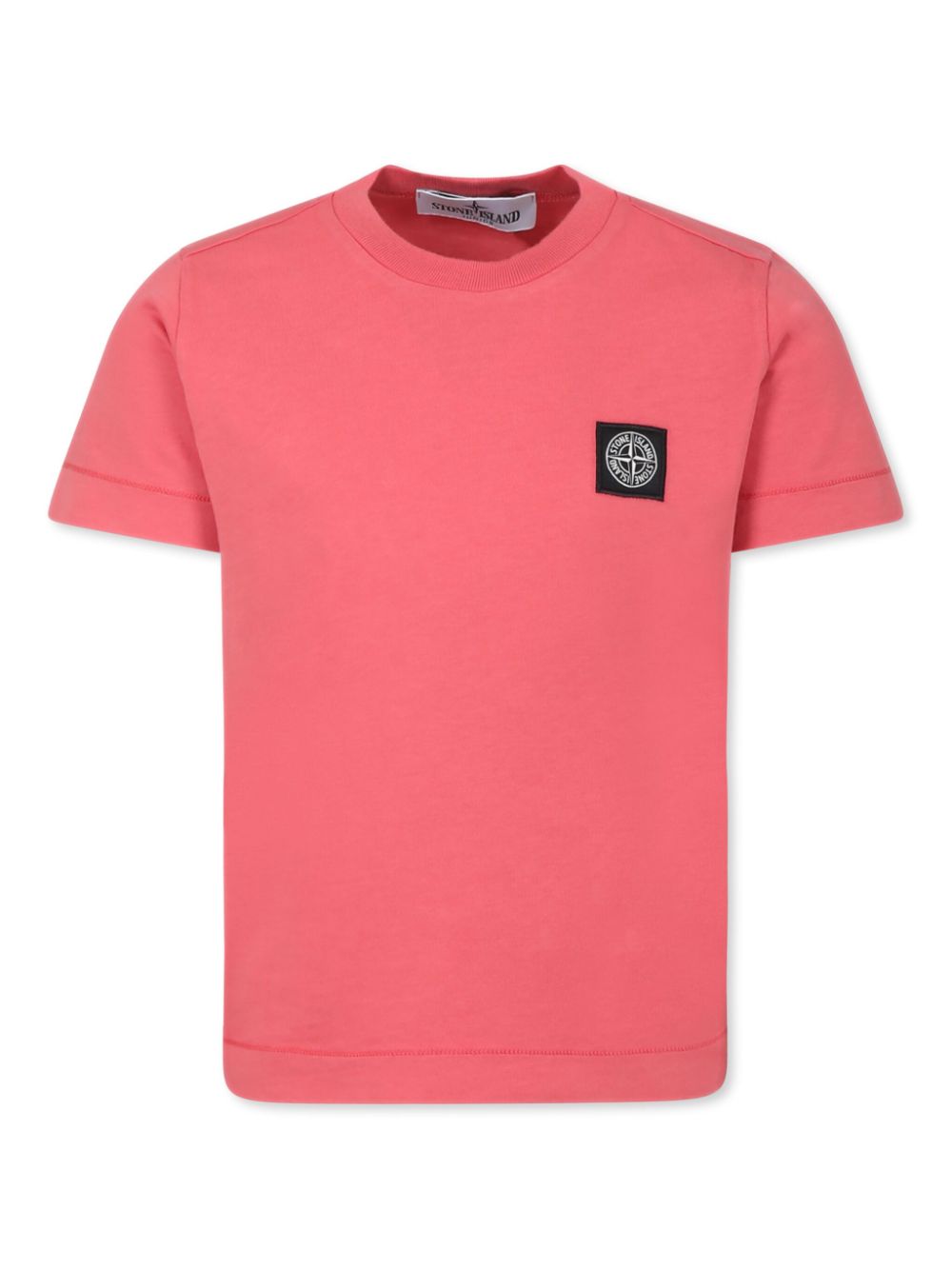 T-shirt per bambino Stone Island Junior rosa corallo con caratteristico motivo Compass - Rubino Kids