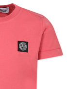 T-shirt per bambino Stone Island Junior rosa corallo con caratteristico motivo Compass - Rubino Kids