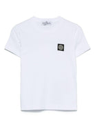 T-shirt per bambino Stone Island Kids bianca a girocollo - Rubino Kids