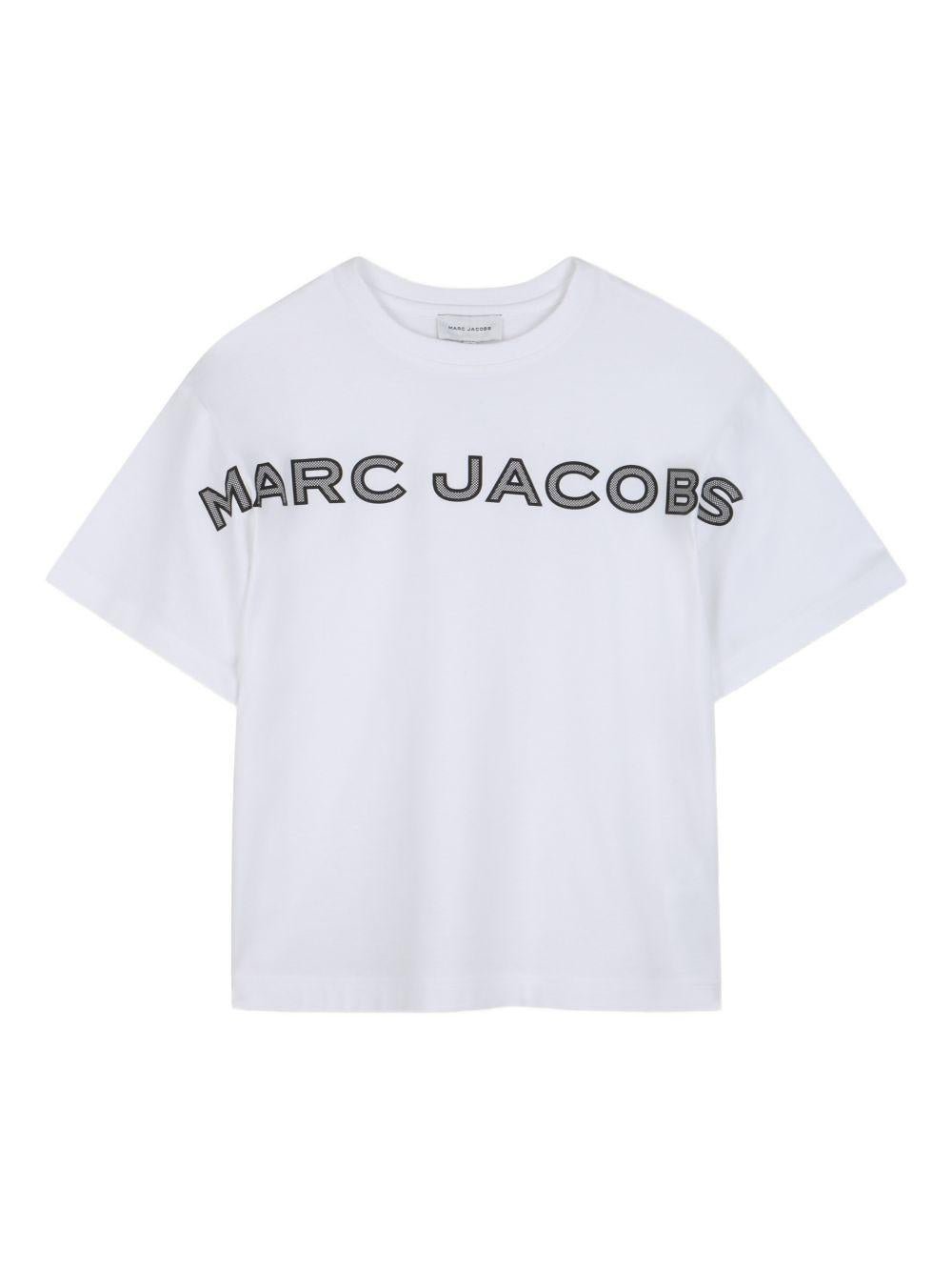 T-shirt per bambino The Marc Jacobs Kids bianca con stampa logo - Rubino Kids
