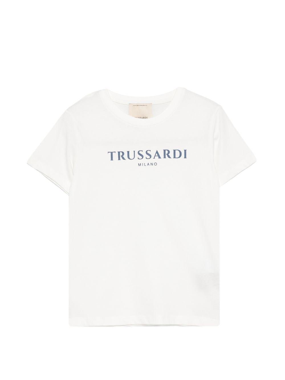 T-shirt per bambino Trussardi Junior bianca con dettaglio logo - Rubino Kids