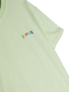 T shirt per bambino verde chartreuse con logo Vilebrequin arcobaleno sul lato e tartaruga sulla schiena - Rubino Kids