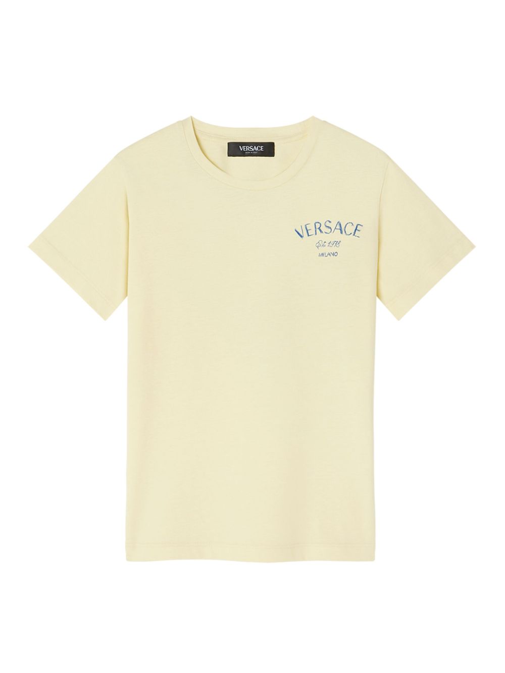 T-shirt per bambino Versace Kids Milano Stamp giallo con stampa logo sul petto - Rubino Kids