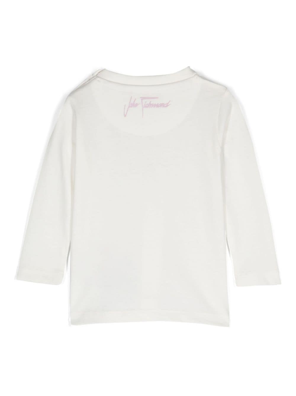 T shirt per neonata a maniche lunghe bianca con stampa Richmond born in England - Rubino Kids