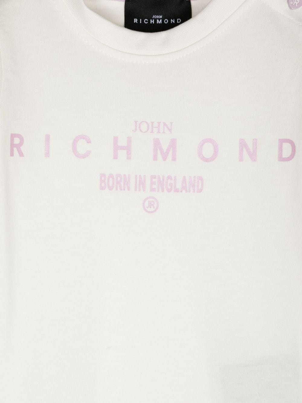 T shirt per neonata a maniche lunghe bianca con stampa Richmond born in England - Rubino Kids