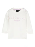 T shirt per neonata a maniche lunghe bianca con stampa Richmond born in England - Rubino Kids