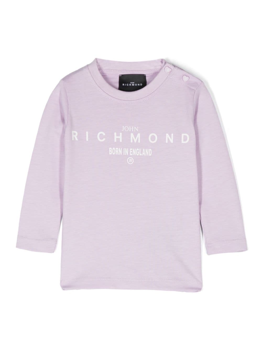 T shirt per neonata a maniche lunghe lilla con stampa Richmond born in England - Rubino Kids