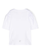 T shirt per neonata bianca con maniche a palloncino e logo centrale stampato GIVENCHY argento - Rubino Kids