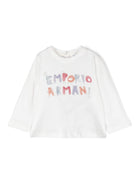 T shirt per neonata bianca con stampa Emporio Armani animali multicolor - Rubino Kids