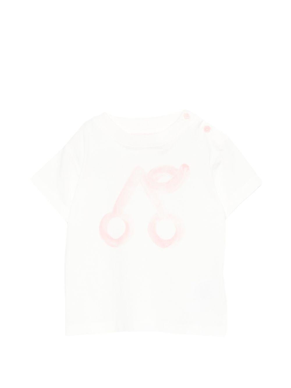 T-shirt per neonata Bonpoint bianca con stampa ciliegie sul davanti - Rubino Kids