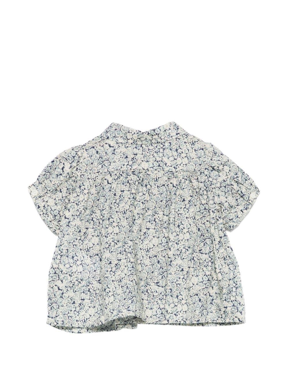 T-shirt per neonata Bonpoint blu con stampa a fiori - Rubino Kids