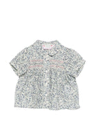 T-shirt per neonata Bonpoint blu con stampa a fiori - Rubino Kids
