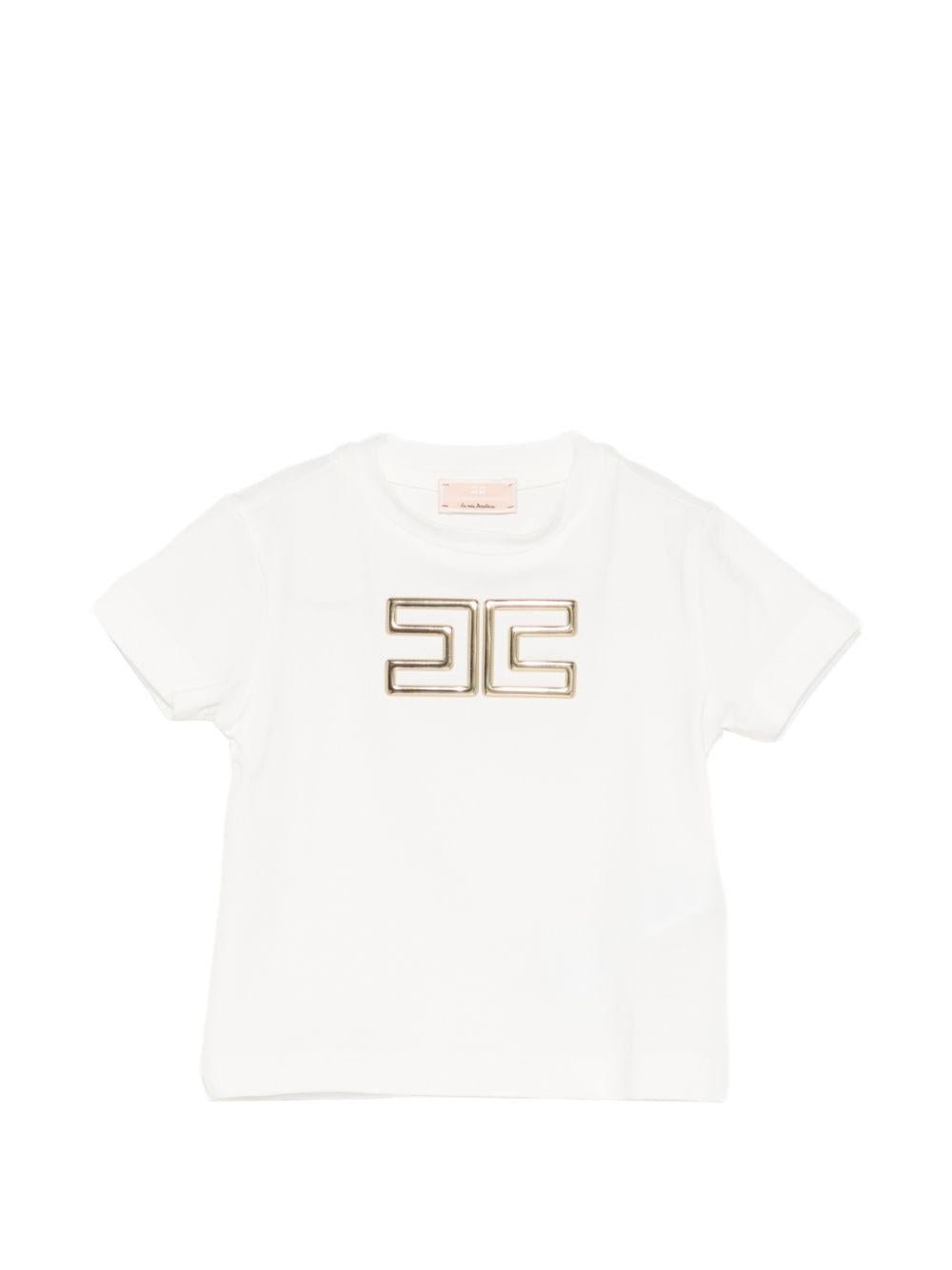 T-shirt per neonata Elisabetta Franchi La Mia Bambina bianca con dettaglio logo - Rubino Kids