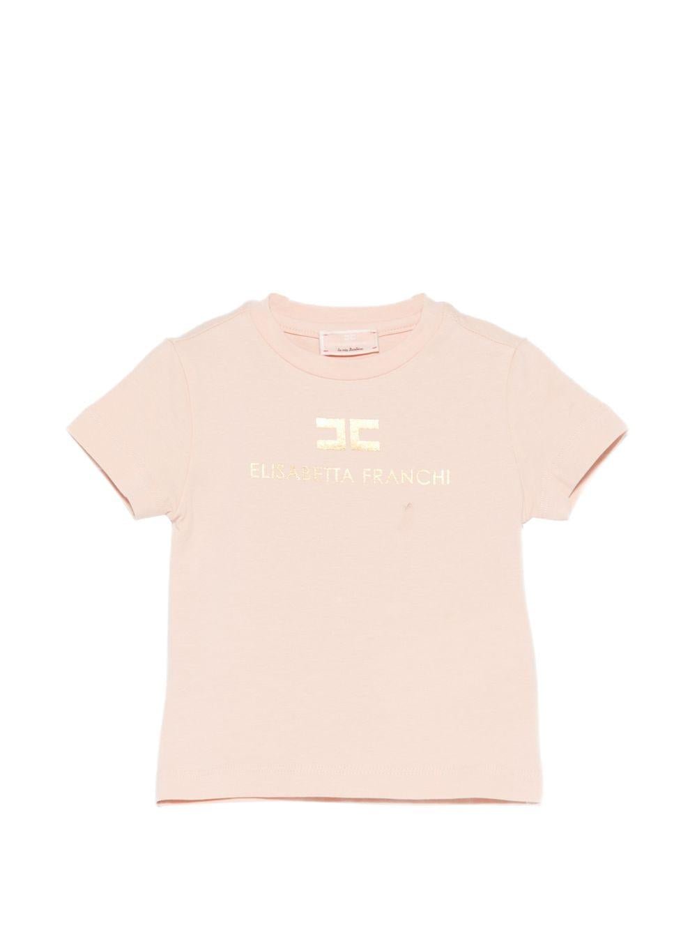 T-shirt per neonata Elisabetta Franchi La Mia Bambina rosa con dettaglio logo - Rubino Kids