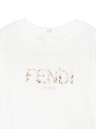 T-shirt per neonata Fendi Kids bianco con logo - Rubino Kids