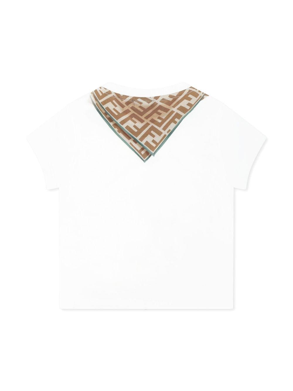 T-shirt per neonata Fendi Kids bianco con stampa foulard con monogramma - Rubino Kids