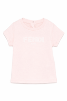 T-shirt per neonata Fendi Kids rosa con logo sul davanti - Rubino Kids