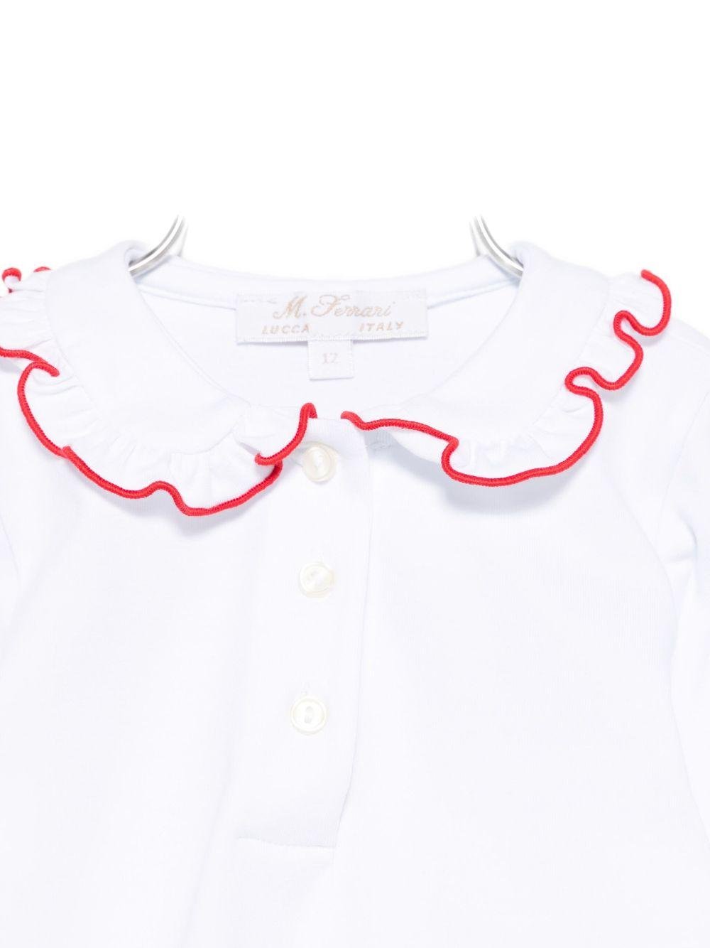 T-shirt per neonata Mariella Ferrari bianca con colletto arricciato - Rubino Kids