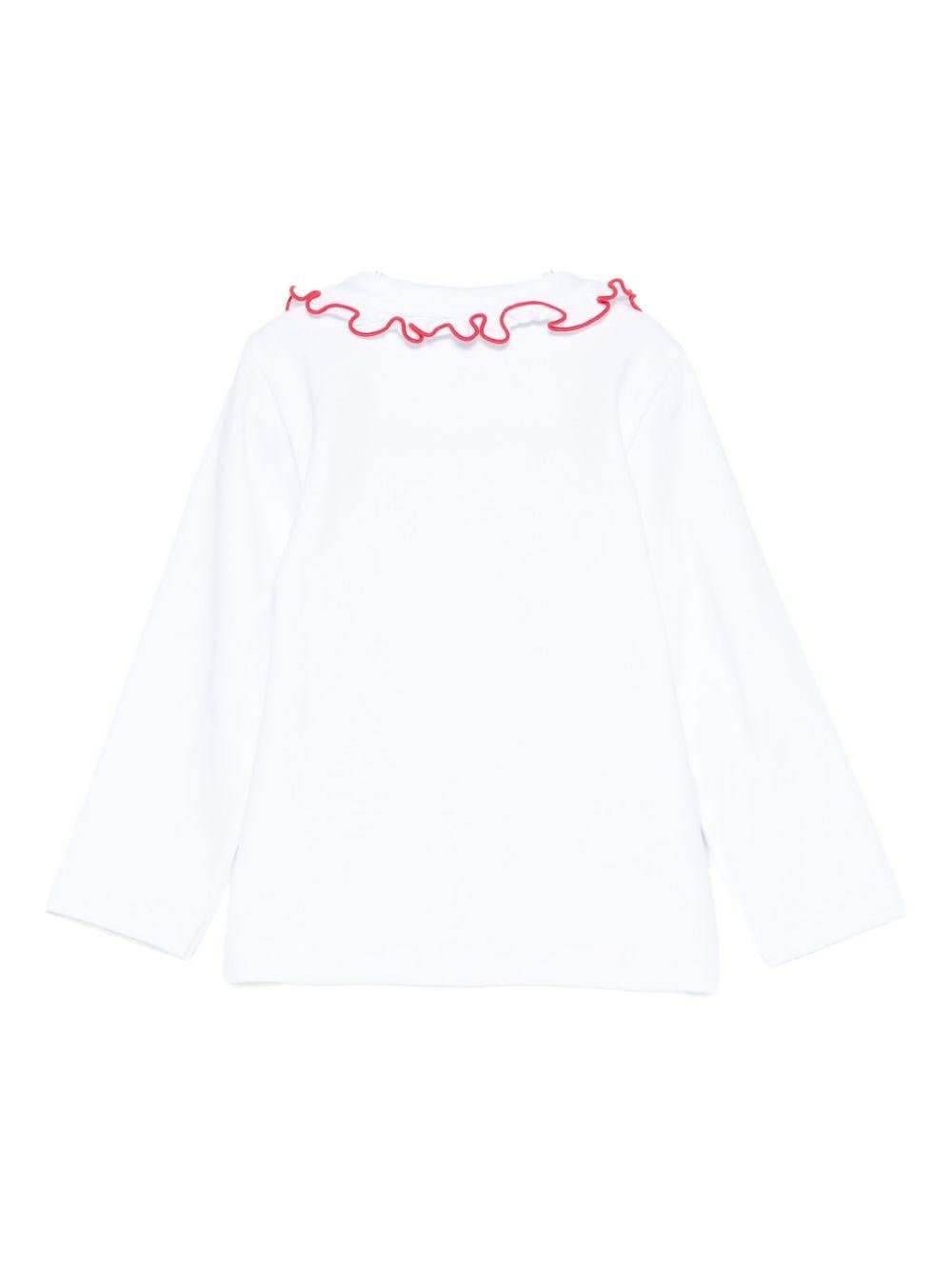 T-shirt per neonata Mariella Ferrari bianca con colletto arricciato - Rubino Kids