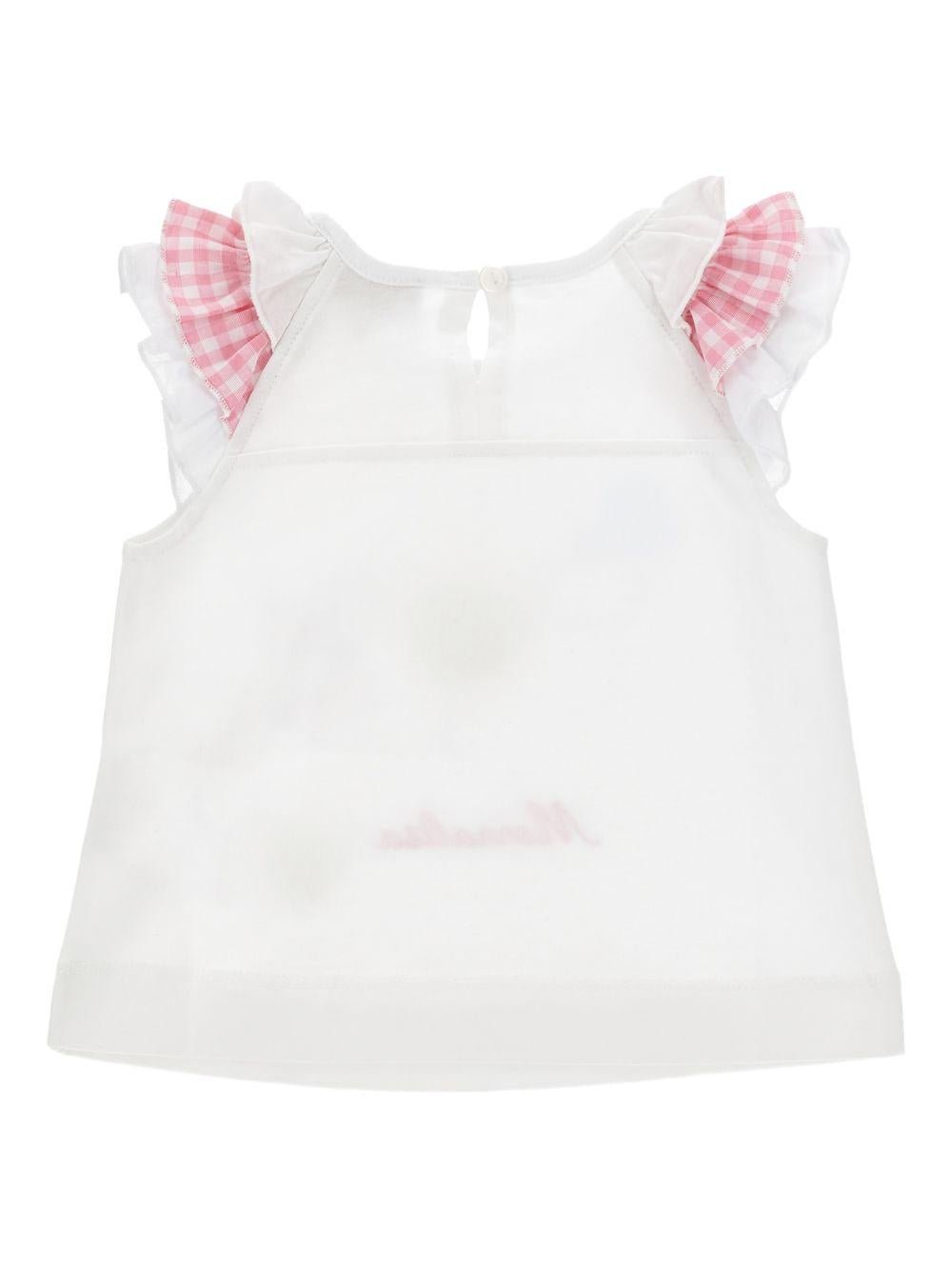 T-shirt per neonata Monnalisa bianca con stampa a fiori - Rubino Kids
