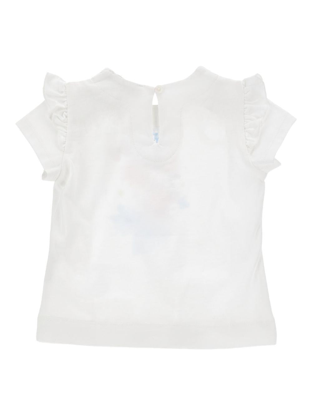 T-shirt per neonata Monnalisa bianca con stampa fiori sul davanti - Rubino Kids