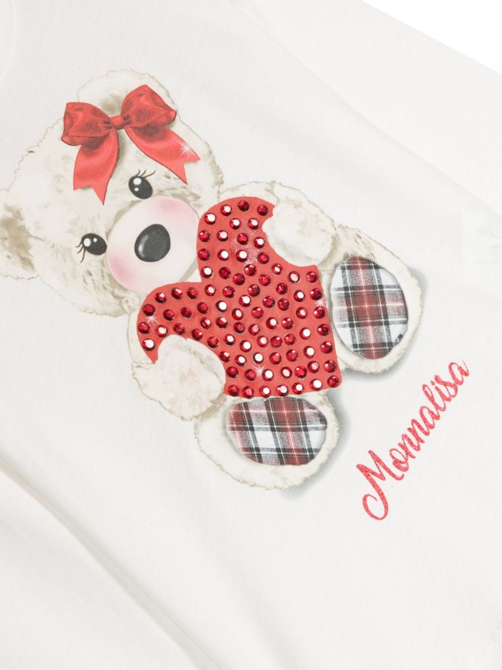 T-shirt per neonata Monnalisa bianco con stampa Teddy Bear - Rubino Kids