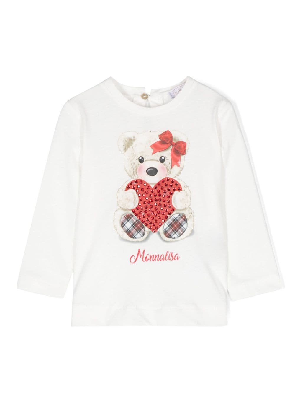 T-shirt per neonata Monnalisa bianco con stampa Teddy Bear - Rubino Kids