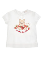 T-shirt per neonata Monnalisa x Disney bianca con stampa grafica Winnie the Pooh - Rubino Kids