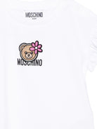T-shirt per neonata Moschino Kids bianca con maniche a ruches - Rubino Kids