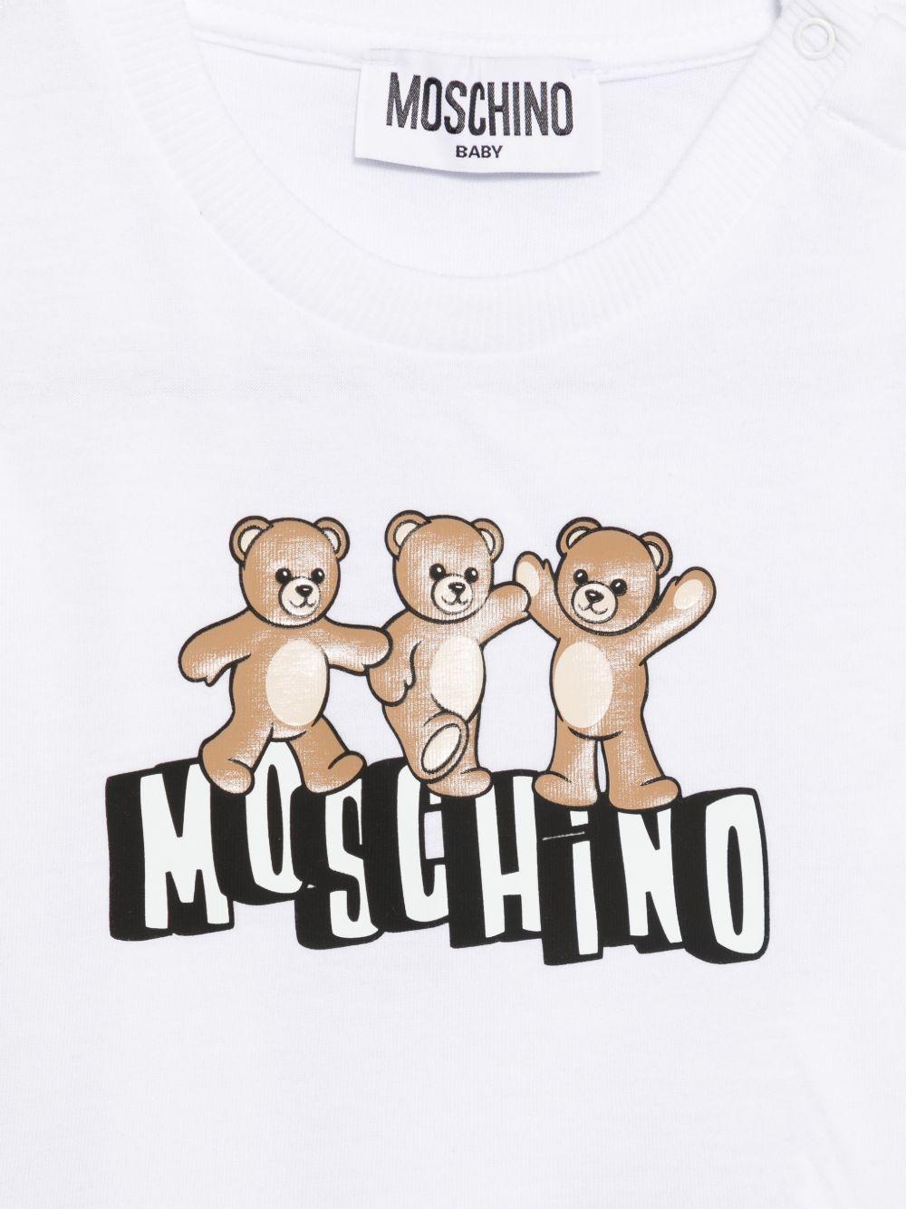 T-shirt per neonata Moschino Kids bianca con stampa orsetti - Rubino Kids