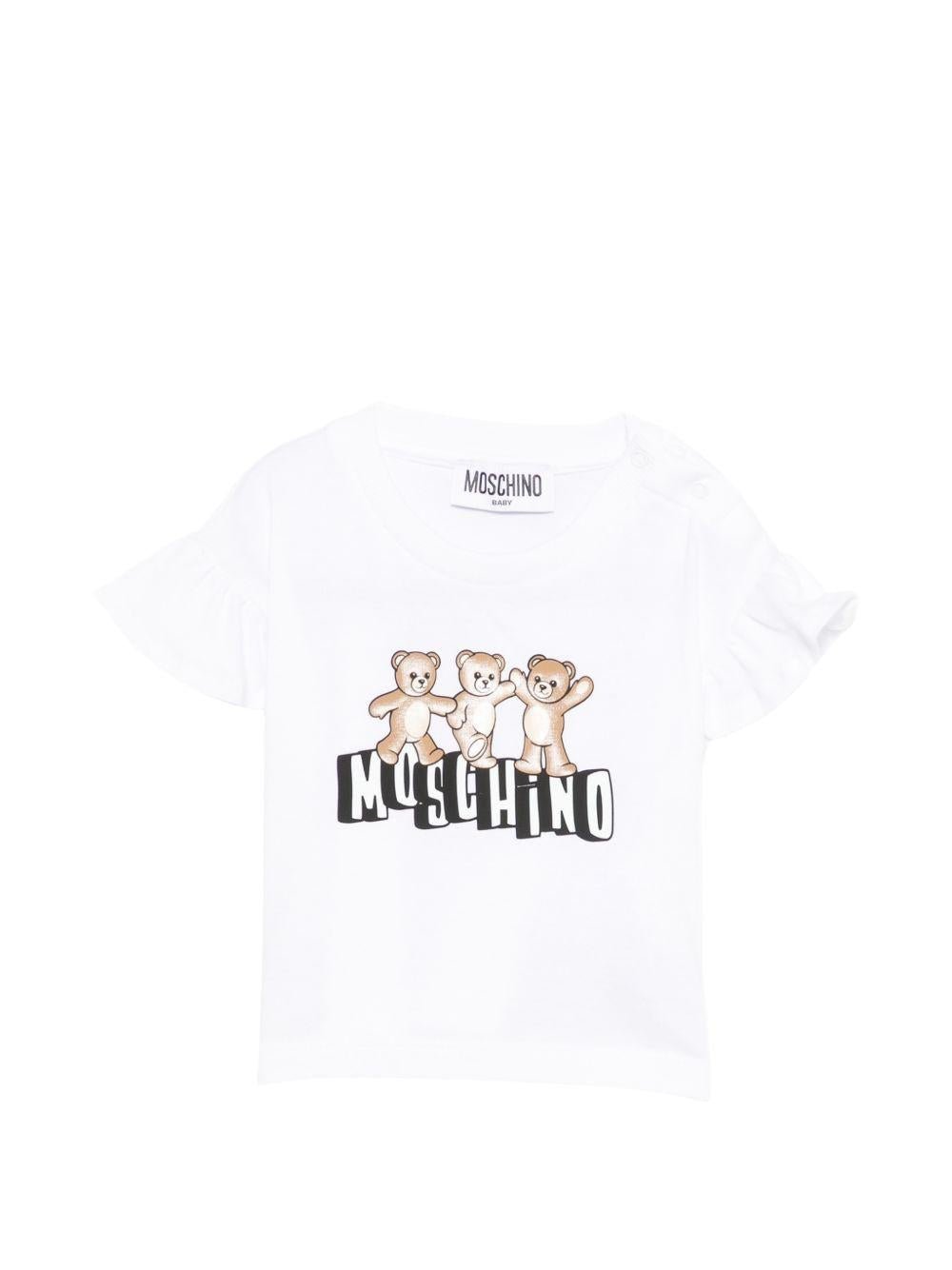 T-shirt per neonata Moschino Kids bianca con stampa orsetti - Rubino Kids