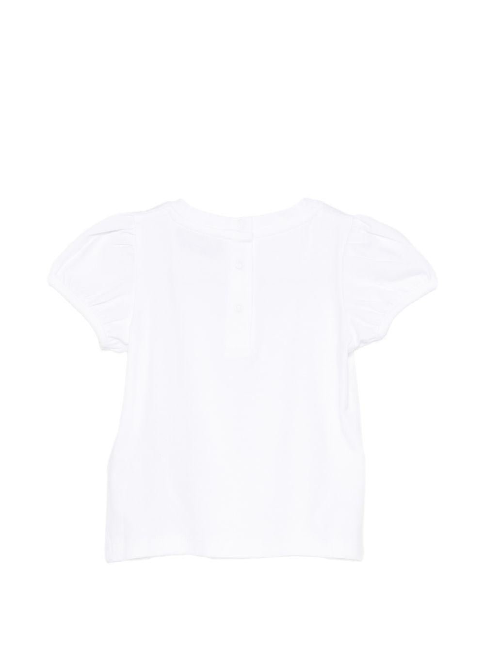 T-shirt per neonata Moschino Kids bianca con stampa Teddy Bear con cuore - Rubino Kids