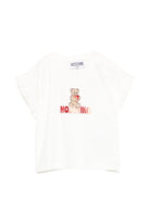 T-shirt per neonata Moschino Kids bianca con stampa Teddy Bear - Rubino Kids