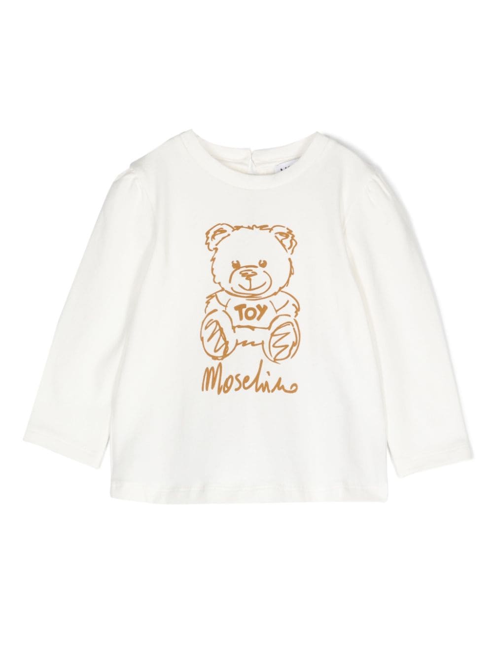 T-shirt per neonata Moschino Kids bianco con applicazione logo color oro - Rubino Kids