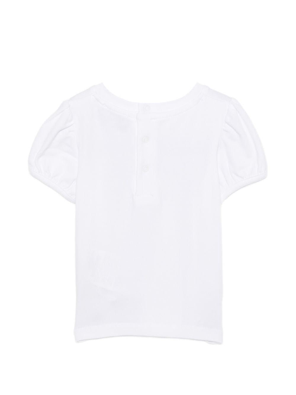 T-shirt per neonata Moschino Kids bianco con maniche a palloncino - Rubino Kids