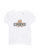 T-shirt per neonata Moschino Kids bianco con maniche a palloncino - Rubino Kids