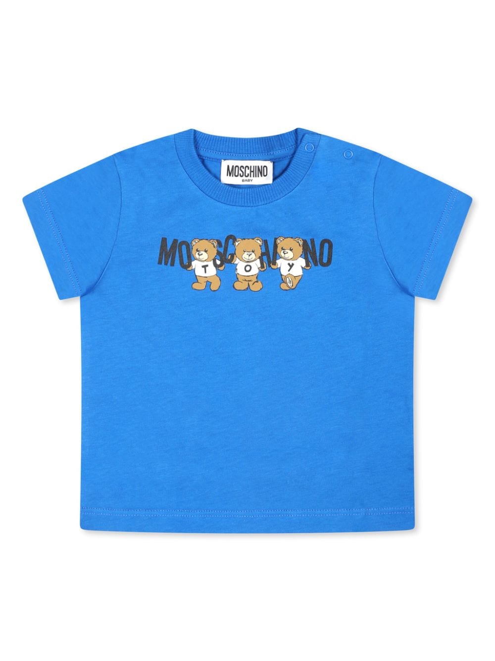 T-shirt per neonata Moschino Kids blu con stampa Teddy Bear - Rubino Kids